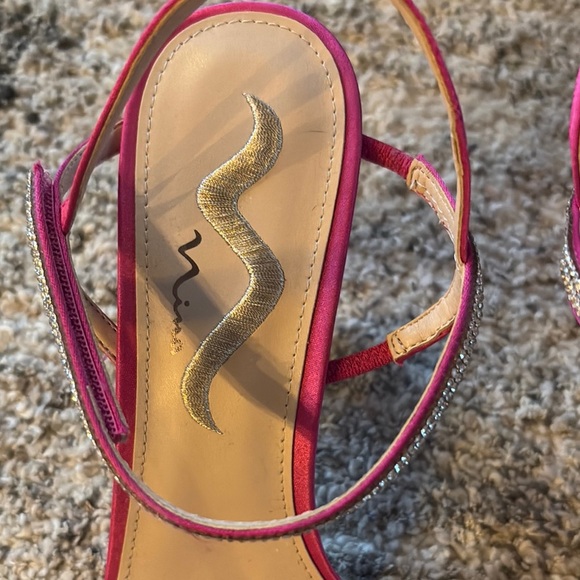 Nina Pink Strappy Heels with rhinestone detailing  dainty straps - Picture 3 of 8